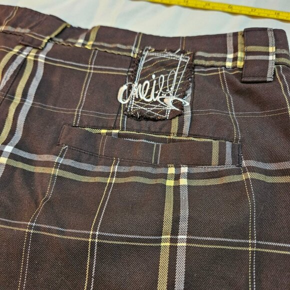 O’NEILL Shorts Mens Size 36 Brown Plaid Skate Surf Flat Front Pockets Zip Close - Picture 4 of 9